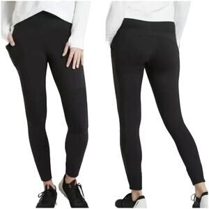 Athleta Excursion Hybrid Tight Black Hiking Size XS #405666 EUC Ribbed Knit